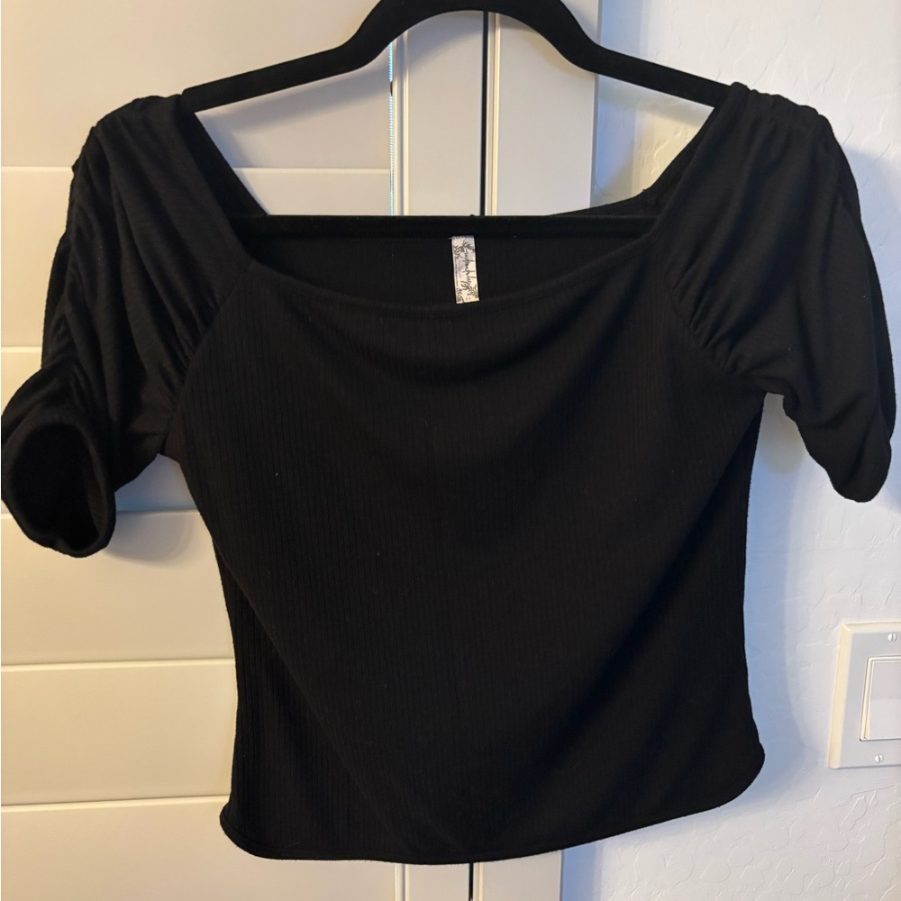 Elegant Black FREE PEOPLE ribbed Women's Top